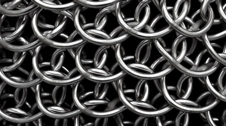 Generative AI A macro shot in black and white of a chain linkの素材