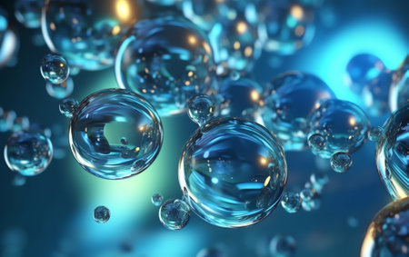 Generative AI Macro shot of liquid or air. abstract glass molecule sctructure, macro shot 3d render with depth of fieldの素材
