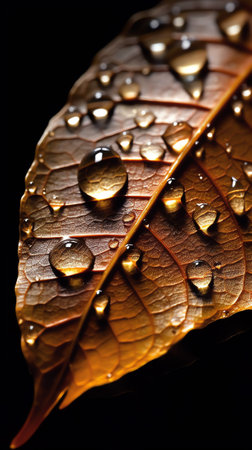 Generative AI Closeup shot of a leaf with water - artistic macroの素材