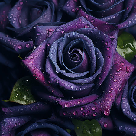 Generative AI close up of violet rose petalsの素材