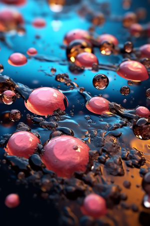 Generative AI Abstract underwater games with jelly balls, bubbles and lightの素材