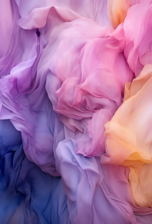 Generative AI Abstract macro shot of painted rice paper, resembling a pearl texture, in soft violet colour tones. Could be used as wallpaper or background.の素材