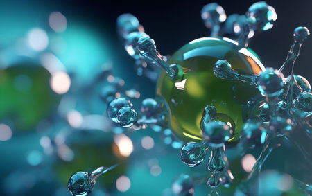 Generative AI Macro shot of liquid or air. abstract glass molecule sctructure, macro shot 3d render with depth of fieldの素材