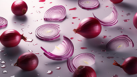 Generative AI Red onion close-up as a background textureの素材