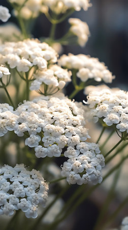 Generative AI Stamens of small white flowers macro shotの素材