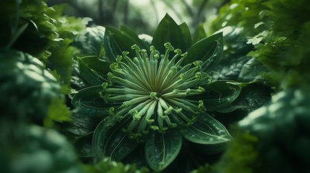 Generative AI green chrysanthemum closeupの素材