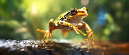Generative AI frog, flying frog, tree frog,の素材