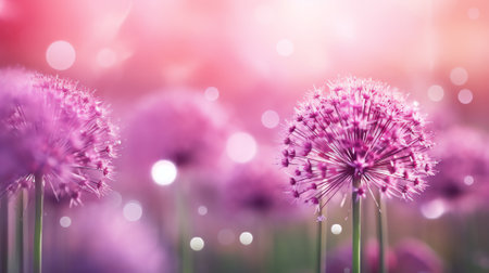Generative AI Macro photo of alium flowersの素材