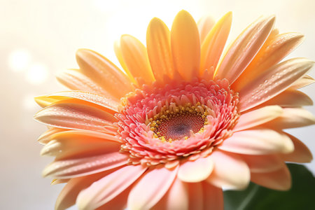 Generative AI Gerbera flower close up. Macro photography. Card Gerbera Flower. Natural romantic conceptual floral Macro background.の素材