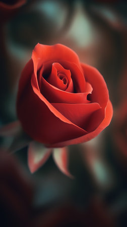 Generative AI Coral color rose flower closeup shot. Summer romantic flower. Rose flower in the garden of roses. Nature.の素材