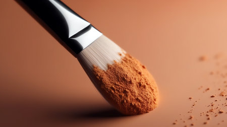 Generative AI Super Slow Motion Shot of Brown Makeup Cosmetic Powder Explosion, Macro Shotの素材