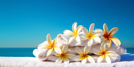 Generative AI frangipani flowers from Bali, which fell by the pool. suitable for qoutesの素材