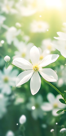 Generative AI beautiful white flowers background, close up white flower petalsの素材