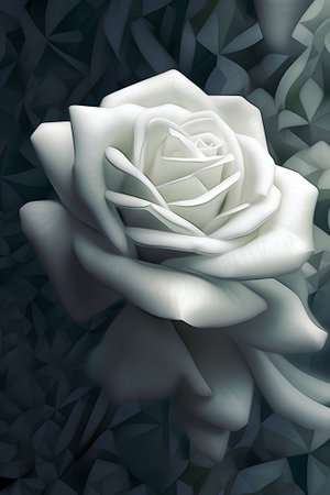 Generative AI White huge airy rose, macro-festive background for wedding invitationの素材