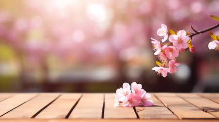 Generative AI Blossom tree over nature background/ Spring flowers/Spring Backgroundの素材