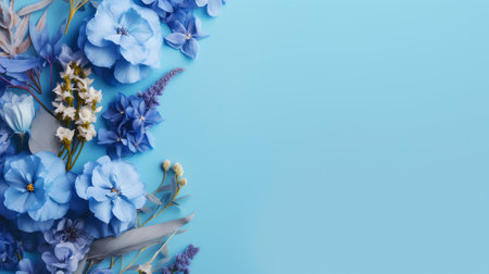 Generative AI Retro art, vintage card and botanical concept - Abstract floral background, blue carnation flower. Macro flowers backdrop for holiday brand designの素材