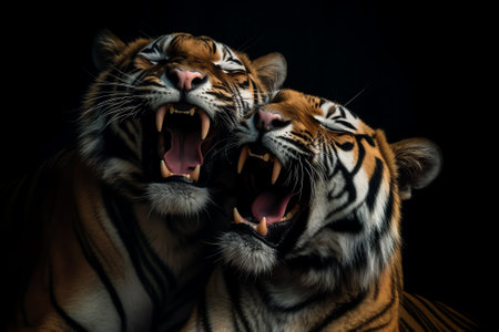 Generative AI the extreme close up of tiger battle,macro,insect.の素材