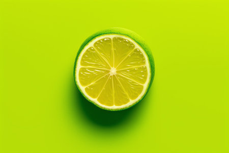 Generative AI Macro lemon background,Macro Lime,Lemon and green lime overlapped slices close-up background,Macro lemon textureの素材