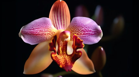 Generative AI Macro Shot of an aesthetic orchid flowerの素材