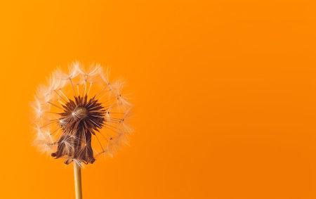 Generative AI Dandelion yellow flower yellow background. Abstract closeup of a dandelion flower. Macro shot of detailed blue dandelion flower seed in natural environmentの素材