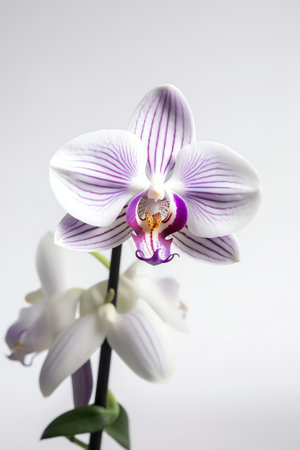 Generative AI Photo of a white orchid. Beautiful orchid macro shootingの素材
