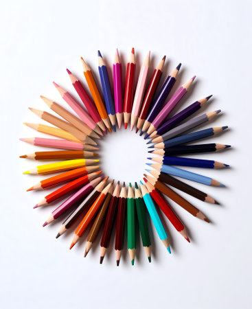 Generative AI color pencil on white backgroundの素材