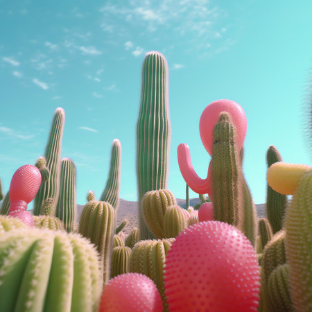 Generative AI Cactus plants outdoors,Copy Space.の素材