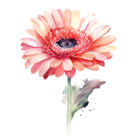 Generative AI Gerbera flower with water drop isolated on white backgroundの素材