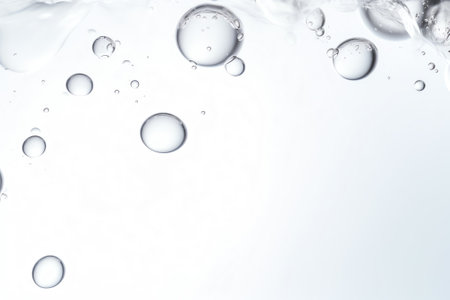 Generative AI Detail of whirling water with bubbles, closeup. Abstract aqua background.の素材