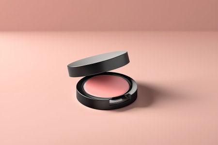 Generative AI Female Cosmetics Make-Up Set with Powder, Eyeshadow and Lipstick. Isometric vector flat 3d illustrationの素材