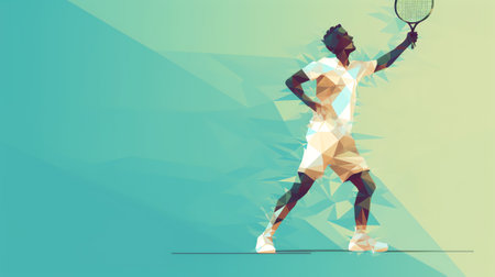 Generative AI Woman Playing Tennis. Sportswoman with Racket. Healthy Lifestyle. Pop Art. Vector illustrationの素材