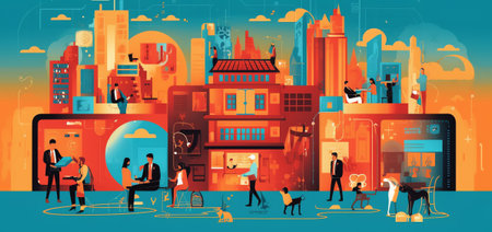 Generative AI Police Detectives and Private Investigators at Work Investigating and Solving Crimes. Intelligence Service Spies, Watchers. Website Landing Page, Web Page. Cartoon Flat Vector Illustration, Bannerの素材