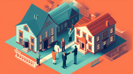 Generative AI Assets and Liabilities Concept. Tiny Male and Female Characters Share Property on Profitable and Unprofitable. Car, Credit, Mortgage, Obligation. People and Huge Money. Cartoon Vector Illustrationの素材
