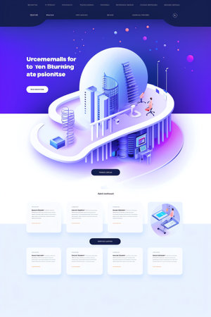 Generative AI Cloud Storage Technology Landing Page Template. Data Center Hosting Website Layout with Flat People Characters. Easy to Edit and Customize Mobile Web Site. Vector illustrationの素材