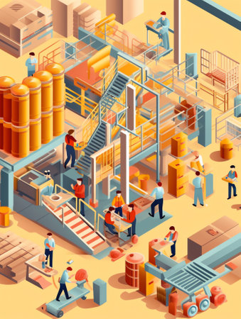 Generative AI Textile Industry Landing Page Template. Characters Work on Fabric Production Factory. Workers at Automated Machine for Yarn Producing. Manufacturing of Cotton Fiber. Cartoon People Vector Illustrationの素材