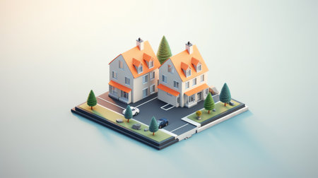 Photo pour Generative AI Isometric City Buildings Set. Modern Houses and Cottages with Flowers. Vector illustration - image libre de droit