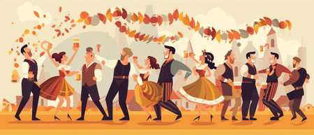 Generative AI Mexican People in Colorful Traditional Clothes Set, Cinco De Mayo Festival Musicians with Guitars, Maracas and Accordion and Girl Dancers Celebrating National Holiday. Cartoon Flat Vector Illustrationの素材