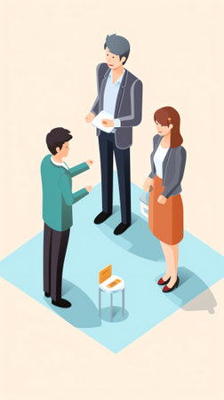 Generative AI Isometric Psychologist Consultation. People on Psychotherapy. Vector 3d flat illustrationの素材