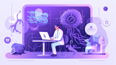 Generative AI Set of Neurology Disease Diagnostics and Treatment. Doctor Neurologist Character Examine Huge Human Brain and X-ray Head Tomography Scan. Nurse with Medical Hammer. Cartoon People Vector Illustrationの素材