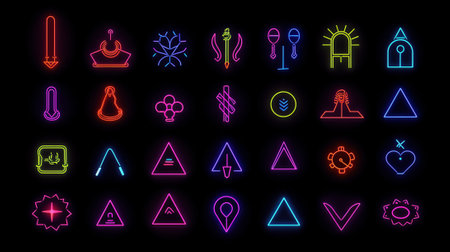 Generative AI Sale Offer Geometric Colorful Mega Set. Online Advertising Campaign Special Price Offer Line Sticker Badge Geometric Design. Free Neon Tag Gradient Promotion Element 3d Vector Illustrationの素材