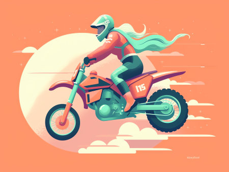 Generative AI Set of Extreme Activities and Sport Bungee Jumping, Wingsuit Flying, Off Road Biking on Bicycle and Motorcycle, Mountain Climbing, Sportsmen Characters Recreation. Cartoon People Vector Illustrationの素材