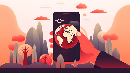 Generative AI Eco Power of Sun, Green Energy Mobile App Page Onboard Screen Set. Man Set Up Solar Panel, Women Growing Plants. Earth Conservation Concept for Website or Web Page. Cartoon Flat Vector Illustrationの素材