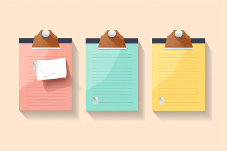 Generative AI Cartoon Task Planners, Cute Paper Sticky Notes, Banners, To Do List Or Memo Message Notepads Paper Sheets. Blank Schedule. Bookmarks. Colorful Notepaper for Kids, School or Office Isolated Vector Setの素材