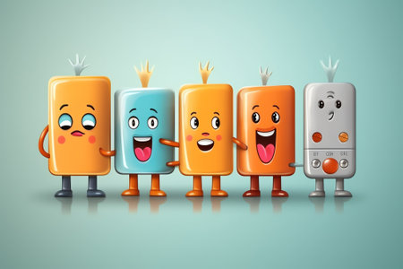 Generative AI Tiny Business Characters Connecting Huge Plug. Men and Women Connecting Power Socket. Teamwork Cooperation, Business Connection, Partnership Concept Cartoon People Vector Illustrationの素材