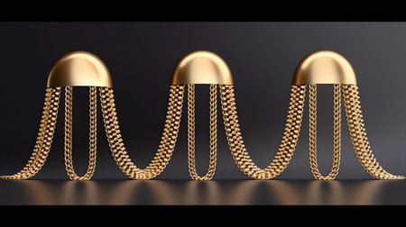 Generative AI Set Necklace, Beads Jewelry of Gold Metal and Rocks Isolated on White Background. Bijoux for Women, Boho Bijouterie Precious or Semi-precious Gem Stones, Jewels. Cartoon Vector Illustration, Iconsの素材