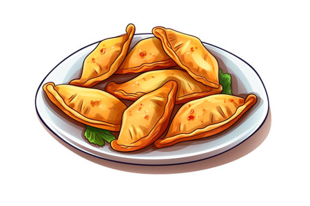 Generative AI Georgian Food Hand Drawn. Georgia Traditional Cuisine with Dumpling and Khinkali. Vector illustrationの素材