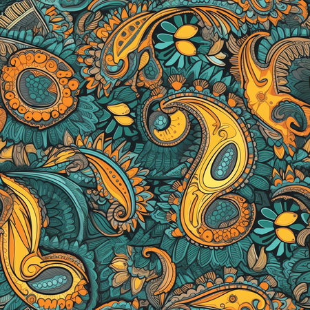 Generative AI INDIAN PAISLEY FLORAL SEAMLESS PATTERNの素材