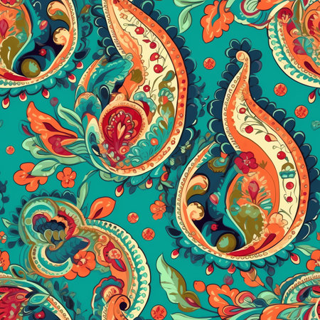 Generative AI INDIAN PAISLEY FLORAL SEAMLESS PATTERNの素材