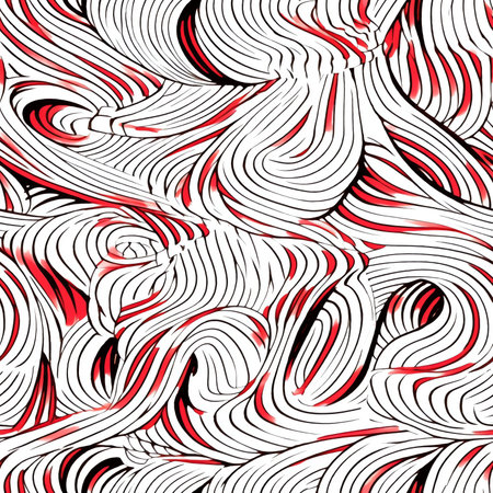 Generative AI Fun red line doodle seamless pattern. Creative abstract style art background for children or trendy design with basic shapes. Simple childish scribble wallpaper print.の素材