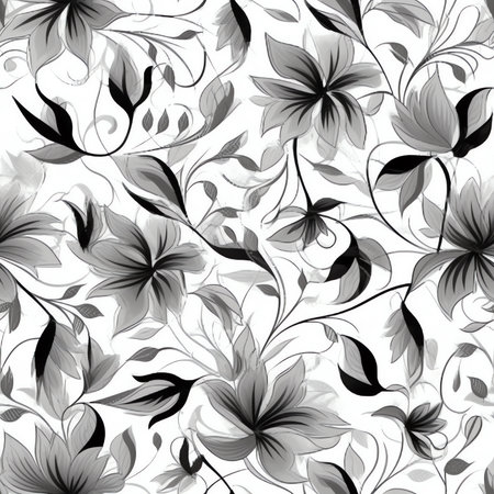 Generative AI Seamless pattern. Flowers. Brush texture.の素材